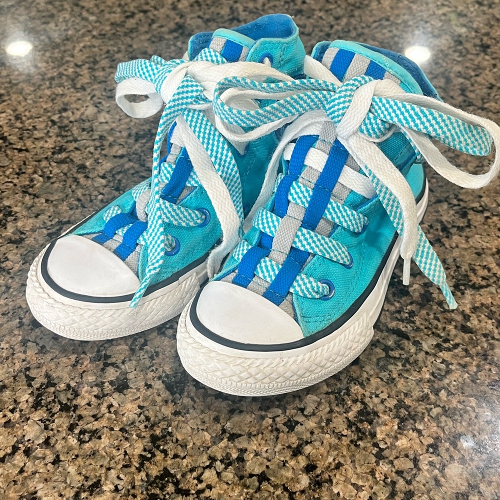 Converse Blue and White Loophole High-Top Sneakers